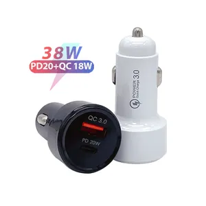 38w נייד Qc3.0 מהיר 2 נמל ותושבת סיגריות כפולה יציאת Usb מטען לרכב עם סוג C יציאת