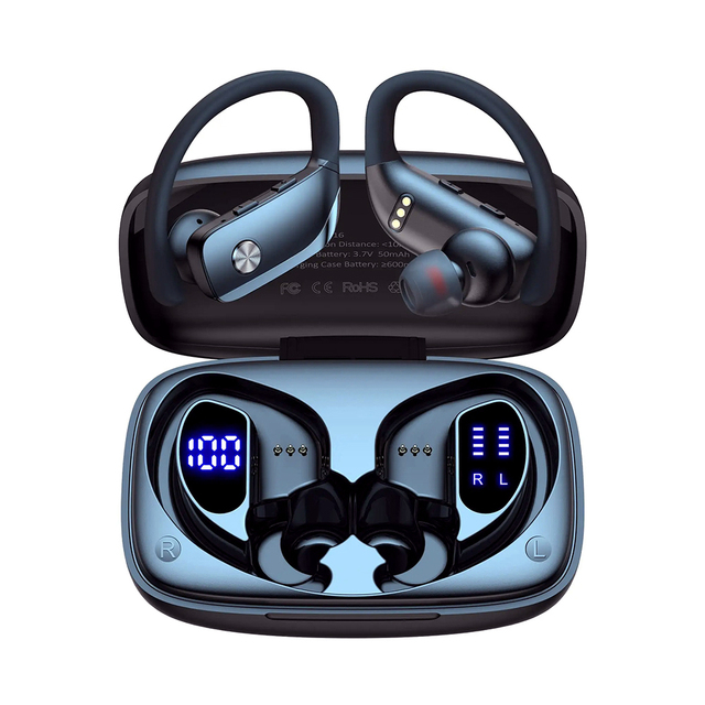 T16 Earhook TWS Earphones HD Clear Call Noise Cancellation Microphones Stable Comfortable Fit Wireless Earbuds for Sports