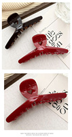 Pince à cheveux pour filles en acétate véritable, style Maillard, motif requin chic, sensation premium, grand accessoire capillaire, rouge, cadeau