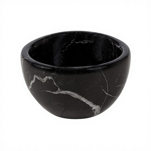 Bol de service alimentaire de qualité supérieure, couleur noire, en marbre, forme ronde, ustensile de cuisine, aux meilleurs prix - Product Image 1
