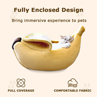 Lit pour chat en forme de banane mignon, nid d'hiver pour animaux de compagnie, couverture chaude, semi-fermé, profond, doux, lit câlin pour chat