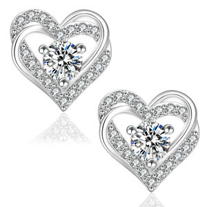 Pendientes de Plata de Ley S925 con Baño de Oro de 14K y Moissanita Redonda de Corte Brillante, Certificados por GRA, para Mujer - Product Image 1