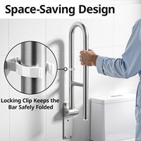 Barre d'appui pour toilettes, main courante de sécurité pour salle de bain, support mural pliable en acier inoxydable SS304 pour personnes âgées et handicapées