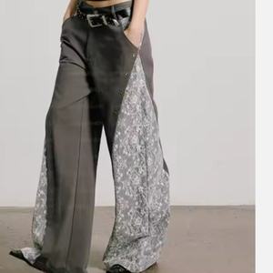 กางเกงยีนส์ทรงตรงหลวมสไตล์วินเทจสำหรับผู้หญิงจากโรงงาน OOTD ตกแต่งลายเสือดาวปักลายปะติด ระบายอากาศได้ดี - Product Image 1