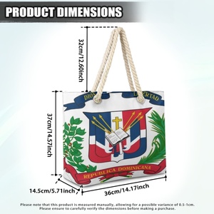 Bolsa de Mano Grande de Moda, Tejida en Cáñamo y Poliéster, con Estampado de República <span class=keywords><strong>Dominicana</strong></span>, para la Escuela, el Trabajo y <span class=keywords><strong>Viajes</strong></span> - Product Image 4