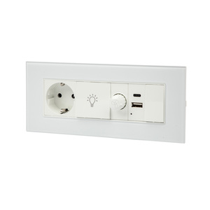 Tipo ue italia tipo pannello in vetro personalizzato USB A + <span class=keywords><strong>C</strong></span> porta caricabatterie Dimmer <span class=keywords><strong>Switch</strong></span> 4 5 6 7 Gang interruttori elettrici e presa - Product Image 4