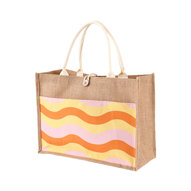 Custom Factory Hot Sale Good Quality Burlap Jute Tote Bag Custom Logo Eco Shopping Bag Canvas Inner Pocket