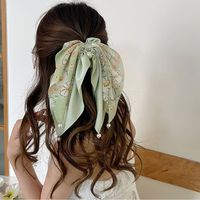 Nouveau style mignon : Bandeau élastique à imprimé floral et nœud pour femmes, idéal pour mariages et queues de cheval – Collection 2026, élégant et très extensible