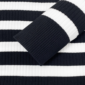 YIYU Pull-over à col rond pour <span class=keywords><strong>femme</strong></span>, à rayures blanches, effet superposé, coupe ajustée, en polaire, style mode, prix compétitif - Product Image 4