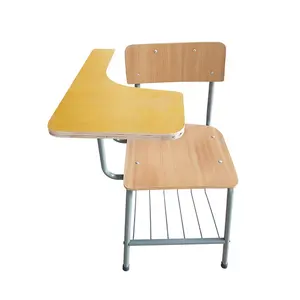المعادن خشبية الخشب الرقائقي مكتب مقعد مدرسة ، الكتابة كرسي ، كرسي مكتب مع دفتر قطع