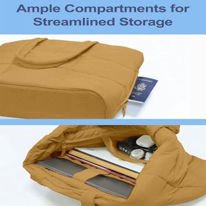 Sac fourre-tout matelassé grande capacité avec logo personnalisé pour femme, idéal pour les voyages, le travail, la gym, le shopping, imperméable et au design moelleux - Product Image 3