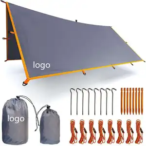 Tente de Camping en plein air, bâche de mouche de pluie 210T Nylon ripstop PU 3000 imperméable léger équipement de survie abri pour le Camping