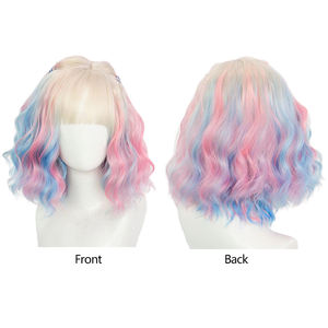 Parrucca Sintetica Corta Ondulata Blu Rosa per Cosplay Anime Serie TV Wednesday Little <span class=keywords><strong>Wolf</strong></span> Girl Enid Sinclair - Product Image 3