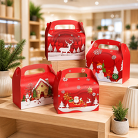 Boîte cadeau pomme pour la veille de Noël, pochette en papier pour bonbons, boîte portable avec poignée, logo personnalisé imprimé, emballage pour friandises de Noël, OEM ODM