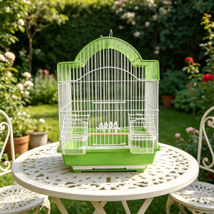 Jaula para Pájaros de Alambre de Acero Blanco con Bandeja de Plástico Roja, Jaula Resistente para Mascotas de Interior para Pájaros Pequeños, Diseño Rectangular Simple, Acabado Pintado - Product Image 6