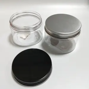 Tarro de plástico PET de 30ml a 500ml, tarro de comida de boca ancha de ámbar negro transparente, envases cosméticos con tapa de aluminio, plástico para mascotas