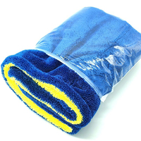 Grande vente en gros voiture Pro 1400gsm 1500 1600 1800 double face en microfibre Deluxe double serviette de séchage en microfibre noire pour voiture monstre