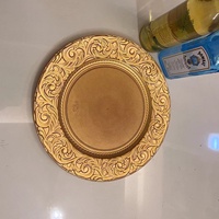 Plateau rond multicolore à usage intensif 3d Vintage Lace Spray Paint Hot Stamping Fruit Bowl Tray Decorative Wedding Charger Plates
