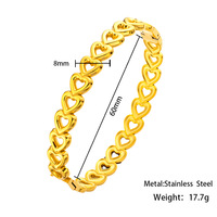 Bracelet à fermoir cœur ajouré en acier inoxydable électroplaqué, inaltérable, haut de gamme, style jeune fille, Dongguan
