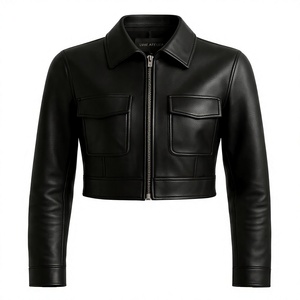 Veste Moto Femme en Cuir PU Tendance avec Col Montant, Fermeture Éclair, Coupe Ajustée Style Motard et Multiples Poches pour l'Automne - Product Image 1
