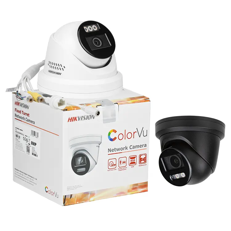 HIK DS-2CD2387G2-LSU/SL DS-2CD2347G2-LU 4MP 8MP lumière stroboscopique couleur et avertissement sonore tourelle fixe caméra IP PoE