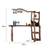 Ensemble de meubles en bois massif naturel Guansen Porte-bouteilles créatif Tabourets de bar Tables en rondins pour la décoration intérieure