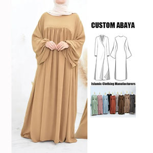 Abaya musulmana informal de Oriente Medio para mujer, material crepé hecho a mano, ropa Islámica egipcia negra para verano, novedad - Product Image 3