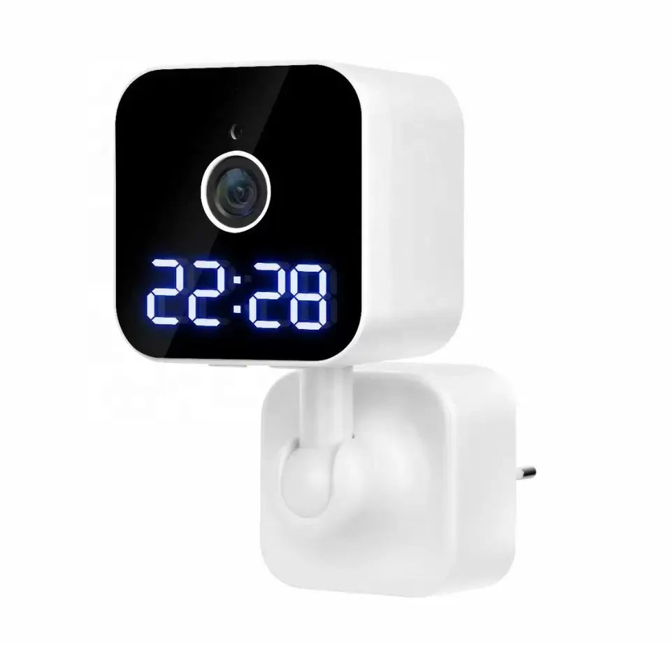 V380 Smart Clock Pocket Time Showing Clock Camera Two-way Audio Night Vision Security Wifi Plug Clock Camera