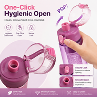Bouteille d'eau de sport sans BPA de 650 ml avec couvercle rabattable et infuseur à fruits, pour boire directement, compatible eau bouillante, en plastique écologique
