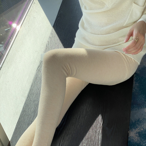 Leggings en velours 100 % laine fine pour <span class=keywords><strong>femme</strong></span>, taille haute, ultra-fins, sans coutures, chauds, respirants, extensibles, avec poches et logo à la taille - Product Image 2