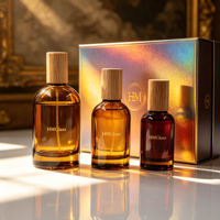Botol Parfum Kaca Silinder Coklat 30ml/50ml/100ml dengan Cetak Sablon Frosted Mewah, Tutup Bambu, dan Kotak Hadiah yang Dapat Disesuaikan