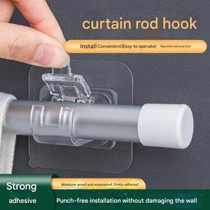 Pinces Clips de <span class=keywords><strong>tringle</strong></span> à rideau imperméables transparents Anneaux rotatifs Crochets adhésifs muraux solides - Product Image 3