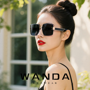 Wanda Women's Fashion Sunglasses TB3102 UV400 PC Lens <b>Grey</b> <b>Frame</b> Outdoor Driving Sunscreen - Product Image 1