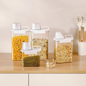 Récipient de stockage alimentaire en plastique transparent, boîte de stockage de céréales avec tasse à mesurer, cuisine et salle à manger - Product Image 3