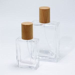 Envases de Perfume de Vidrio Vacíos de 30 ml, 50 ml y 100 ml, Rectangulares, Vintage, Cuadrados, con Pulverizador y Tapa de Madera - Product Image 5