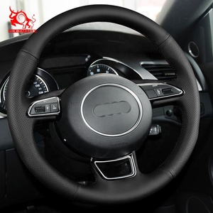 Housse de volant en cuir véritable pour <span class=keywords><strong>Audi</strong></span> A6 Avant 2017 <span class=keywords><strong>S8</strong></span> <span class=keywords><strong>plus</strong></span> 2016 S7 Sportback <span class=keywords><strong>2015</strong></span> - Product Image 6