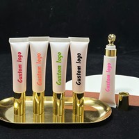 Gloss à lèvres transparent longue tenue à base de peptides, marque privée, logo personnalisé, nourrissant, hydratant, non collant, vegan, rouge à lèvres liquide, huile à lèvres
