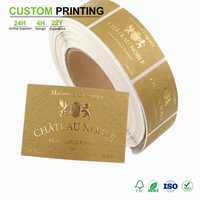 Rouleau d'étiquettes PP personnalisées en feuille d'or avec motif gaufré pour l'étiquetage et l'impression de bouteilles de vin, en gros, pour usage intensif