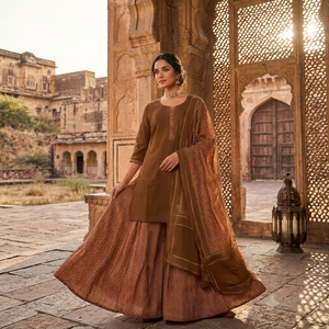 Conjunto de Salwar Kameez de Rayón con Estampado Digital para Mujer, Dupatta, Kurta Pakistaní Étnica, Pantalones Palazzo, Corte Regular, Secado Rápido, Absorbe la Humedad - Product Image 1