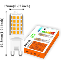 Ampoule LED G9 à intensité variable, 4W équivalent 40 watts, 2700K blanc chaud doux, douille G9, ampoule LED pour lustre
