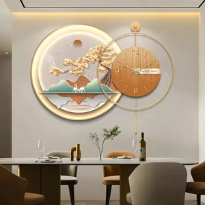 Luce moderna stile di lusso pittura decorativa con campana di alta qualità orologio luminoso circolare appeso <span class=keywords><strong>pittore</strong></span> soggiorno murale - Product Image 6
