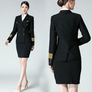 Capitán Uniforme Mujer Seguridad Concierge Piloto de aviación Traje de trabajo profesional Chaqueta - Product Image 4