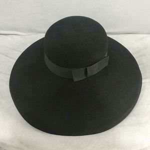 Vintage Fedora Hats Women Wool Round Top Black Wide Brim Fedora Hat - Product Image 4