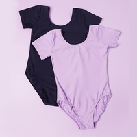 Justaucorps de gymnastique à manches courtes pour enfants, vêtement d'entraînement à la danse pour filles, body de Ballet une pièce, T-shirt à encolure dégagée