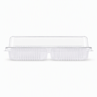 Boîte à gâteaux Mochi à 2 compartiments avec couvercle transparent, emballage rectangulaire en gros pour desserts, gâteaux au porc, choux à la crème, pâtisseries à emporter