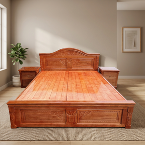 Hand-Carved Solid <b>Oak</b> Wood Traditional European Bed with 250kg-450kg Load Capacity and 1.6m-1.8m X 2m Size - Product Image 3