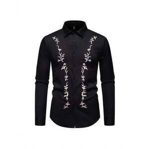 Luxe Lange Mouw Glanzende Pailletten Heren Shirts Custom Party <span class=keywords><strong>Prom</strong></span> Gedrukt Formeel Shirt Voor Mannen - Product Image 5