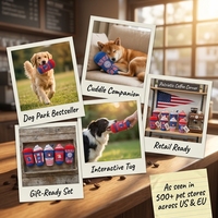 Jouets couineurs pour chiots Jour de l'Indépendance, en peluche douce, tasse à café, drapeau américain, jouets à mâcher pour chiens, jouets interactifs pour animaux de compagnie, durables et rembourrés