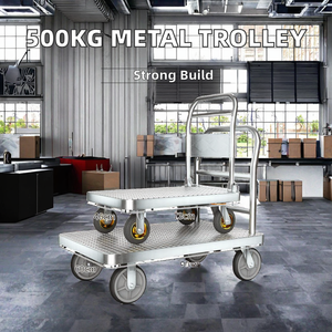 Carro de mano plano de Metal duradero de 500kg, plataforma plegable silenciosa con carrito de transporte de cuatro ruedas de malla personalizable OEM - Product Image 3