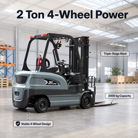 Forklift Listrik 1-2 Ton 4WD Baterai Lithium-Ion Bersertifikasi CE Counterbalance Gudang Kompak Motor AC Pendek Elektrik